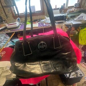 Coach Black Leather Tote Bag Purse